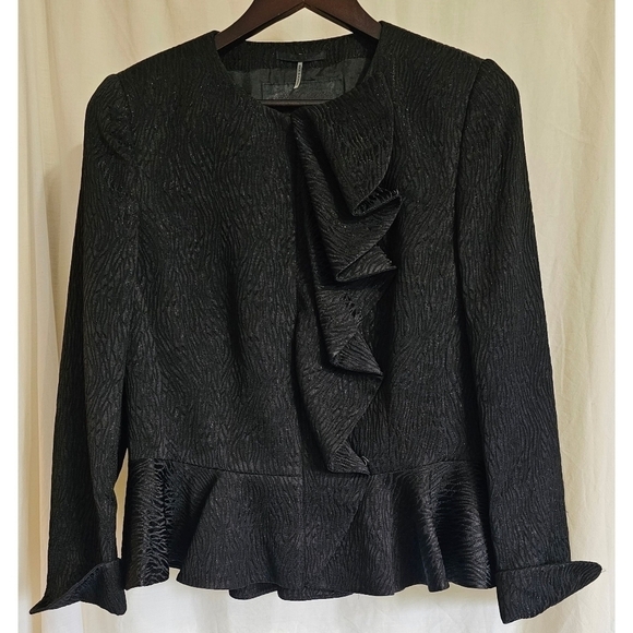 BASLER Metallic Ruffle Peplum Blazer Jacket - Picture 6 of 14